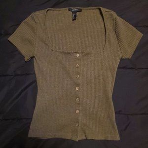 Forever 21 Olive Square Neck Shirt
